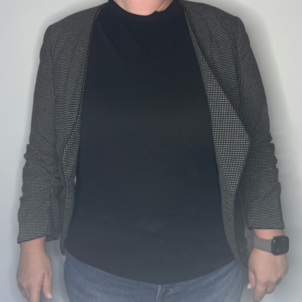 Black and Gray Open Front Blazer
